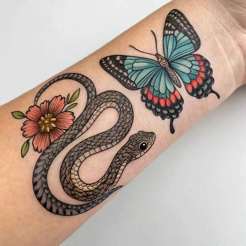 Snake and Butterfly Tattoo: Symbolism and Meanings Revealed